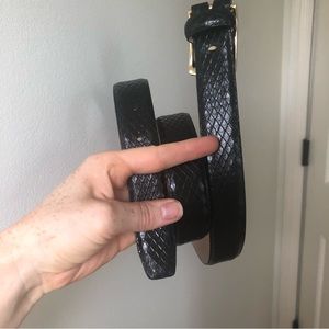 WH Belk, Black Leather Belt -diamond pattern